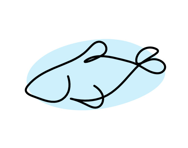 鱼的颜色剪影如线画在白色图片下载