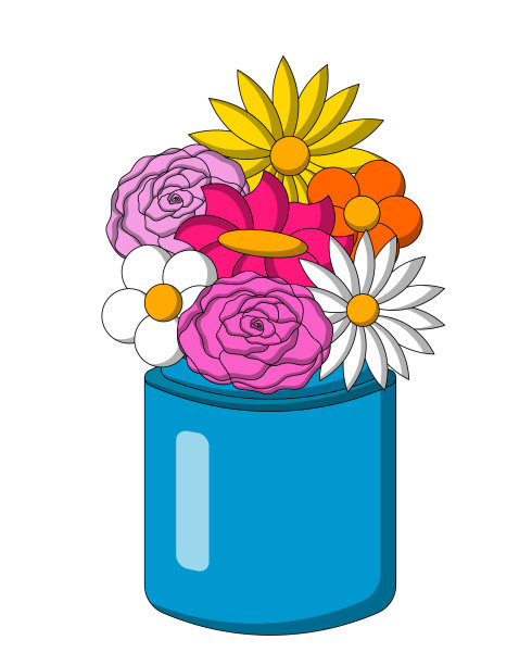 花在花瓶里。画彩色插图图片下载