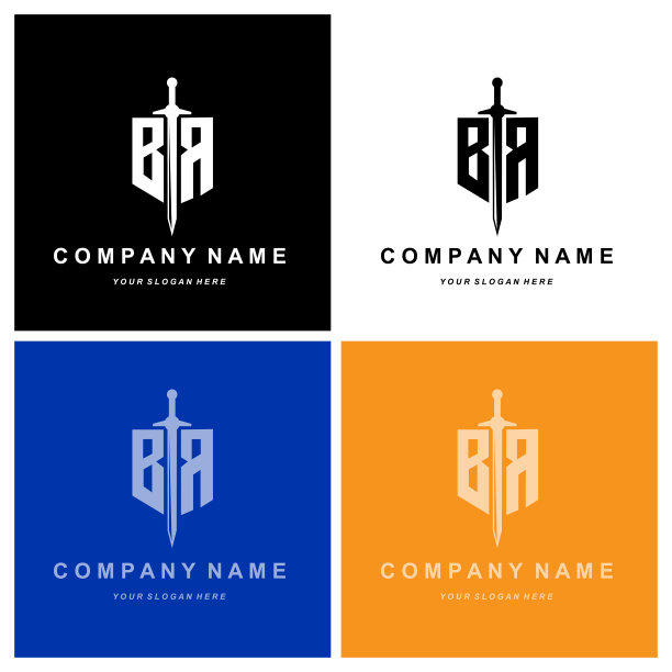 BR字母logo，字母插画公司最初的品牌设计，t恤，丝网印刷，贴纸图片下载