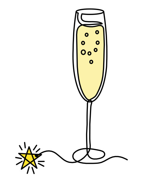 画上线条颜色的香槟酒杯图片下载