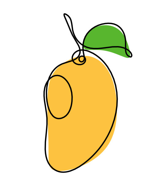 在白色背景上绘制线条颜色芒果图片下载