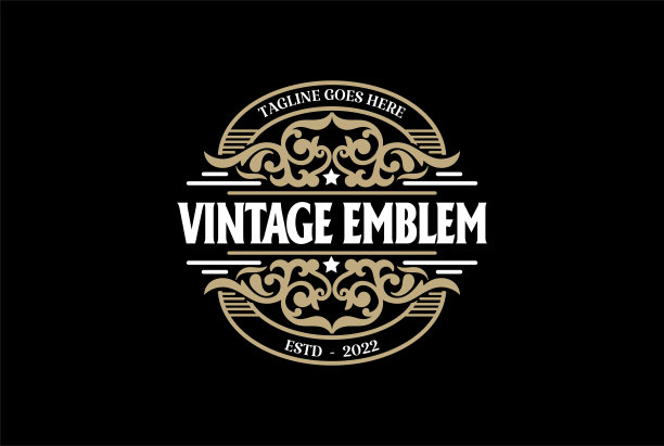 圆旧皇家边界框徽章徽章标签标志设计向量图片下载