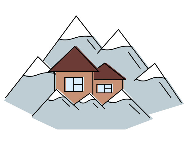 山里的两所房子。画彩色插图图片下载