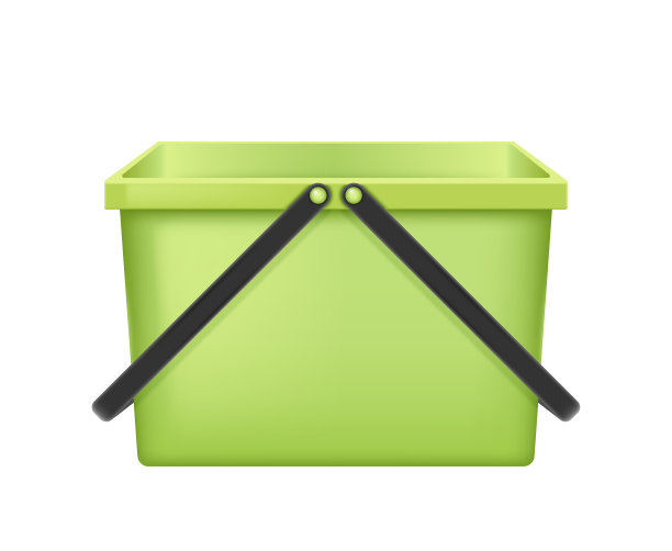 逼真的塑料桶，用于家庭清洁和家庭洗涤。3d桶和容器手柄图片下载