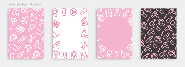 美容化妆品图标图案背景图形设计。a大小的垂直向量模板集。图片下载