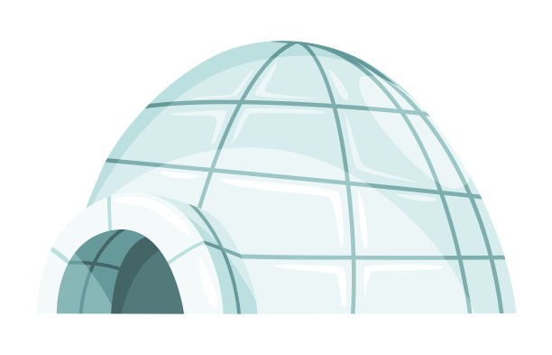 圆顶建筑图标。卡通向量冰室。冬天用冰块建造。爱斯基摩人的房子孤立在白底图片下载