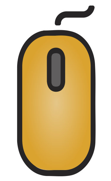 黄色的电脑鼠标的插图，一个手持的指示设备。向量,卡通,绘画。图片下载