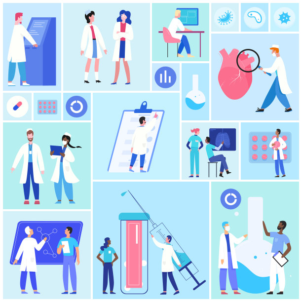 医院队伍、医护人员配备、专业医生和护士在诊所工作图片下载