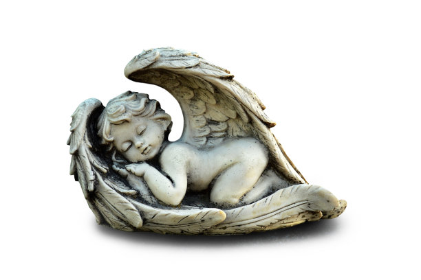 天使雕像孤立在白色背景图片下载