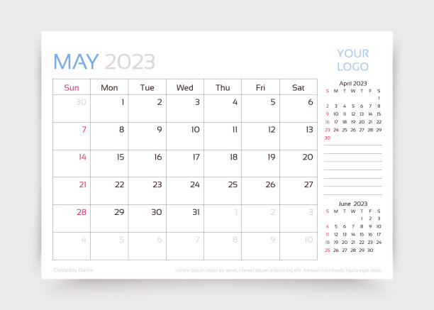 公历2023年5月。办公桌每月计划模板。矢量插图。图片下载