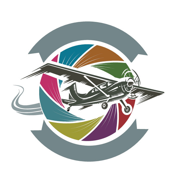 多色彩色飞机标志，孤立的对象在白色背景，矢量插图，图片下载