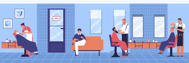 理发店接待室内构图图片下载