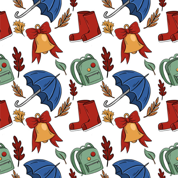 秋季和学校主题的图案和插图图片下载