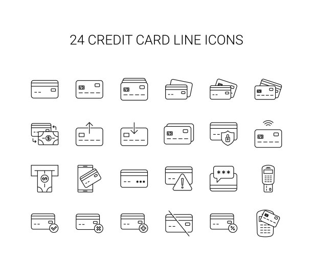 行图标集。信用卡包。矢量图图片下载