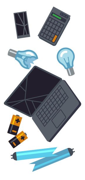 电子垃圾图标。坏掉的小玩意儿和设备可以回收利用图片下载