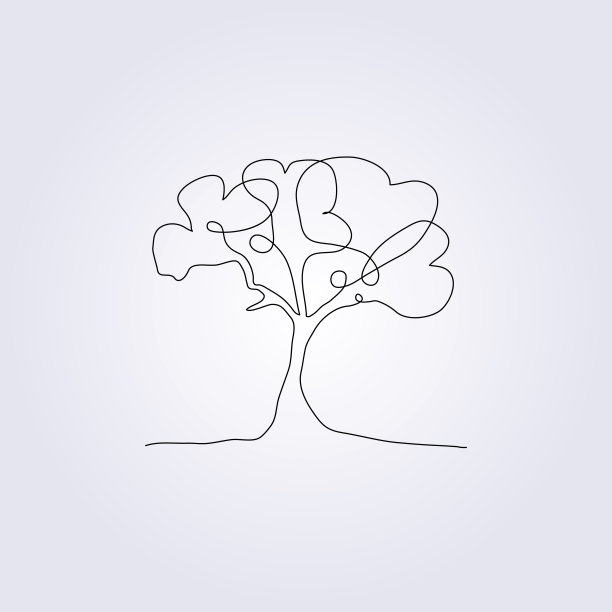 绘制树线连续矢量插图图标符号标志模板背景设计图片下载