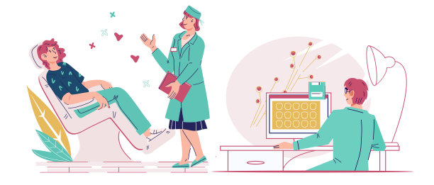 体检体检技术，平矢量上白。图片下载