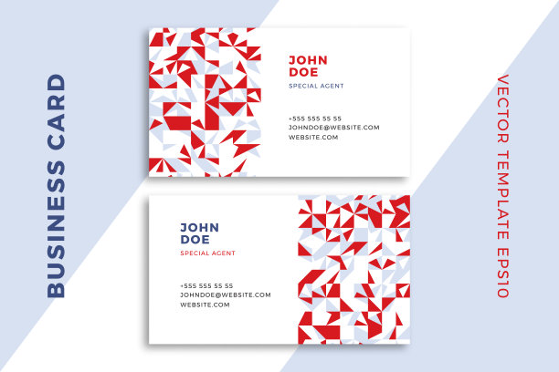 具有抽象图案的现代名片模板。爱国的企业文具模型与时髦的几何图案。干净和简单的矢量编辑背景样本文本。EPS10图片下载