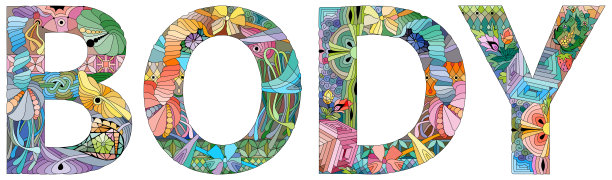 抽象手绘风格的身体。字母点缀图片下载