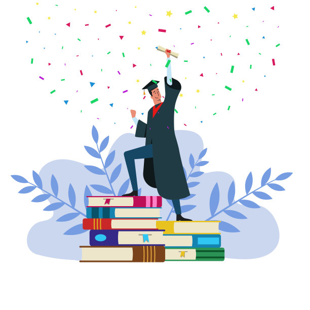 学生庆祝毕业矢量插图。图片下载