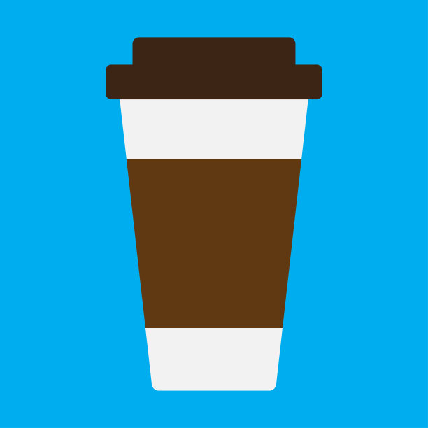 纸板咖啡杯的平面插图。图片下载