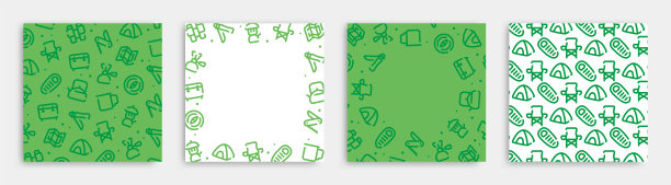 露营和户外齿轮图标图案背景图形设计。a大小的水平向量模板集。图片下载