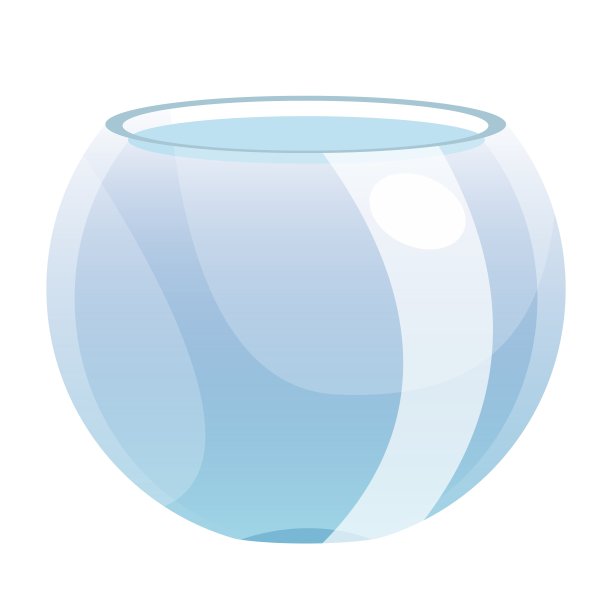 玻璃圆形带水水族馆，孤立在白色背景上图片下载