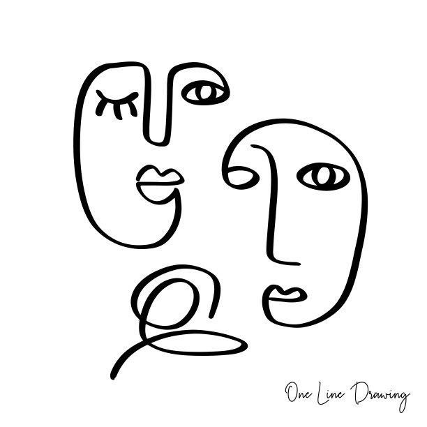 手绘一条线夫妻俩的脸图片下载