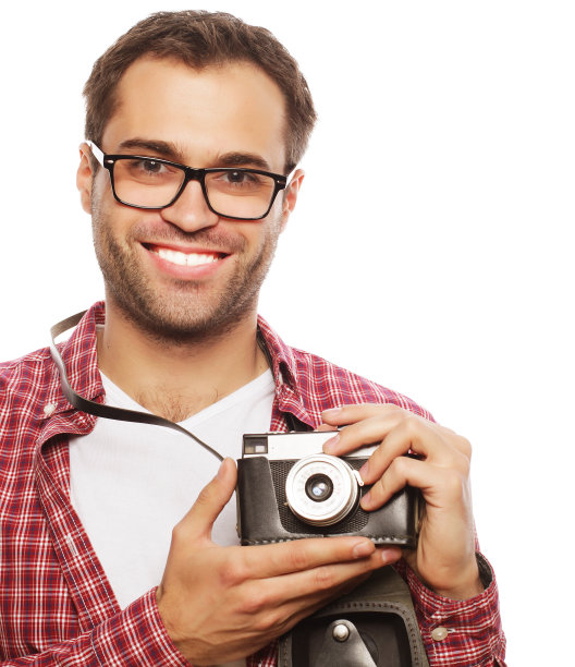拿着复古相机的年轻人图片下载