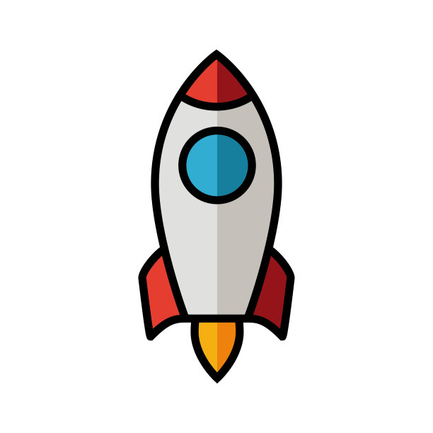 太空火箭的图标。一枚彩色太空火箭正在起飞。矢量插图孤立在白色背景的设计和网页。图片下载