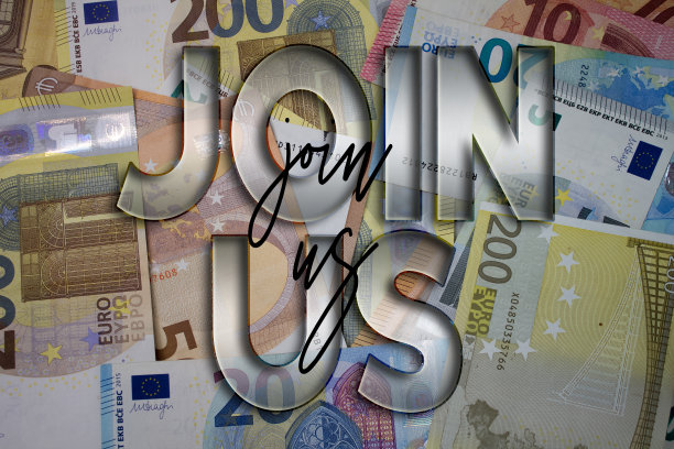 用金钱加入我们。纸币背景与不同的钞票。图片下载