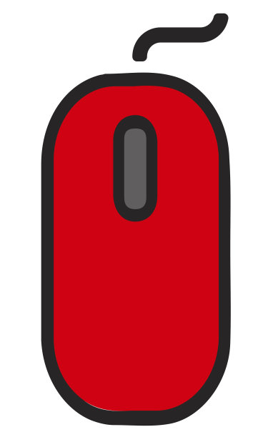 红色的电脑鼠标的插图，一个手持的指示设备。向量,卡通,绘画。图片下载