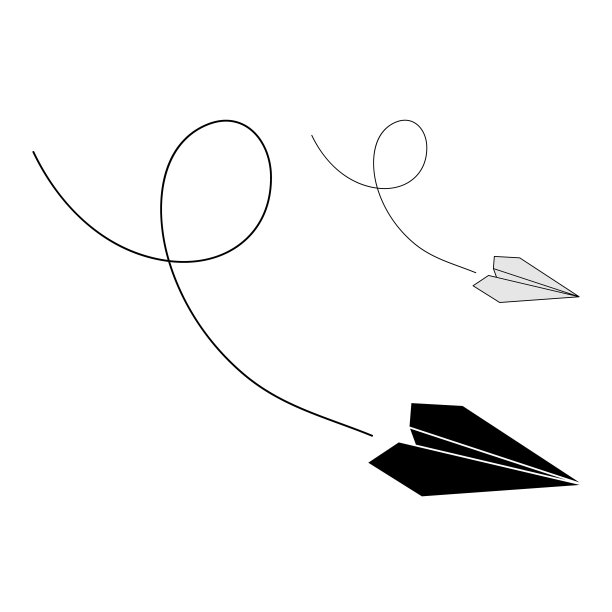 一套矢量插图的纸平面图标。轮廓和彩色牛皮纸飞机孤立在白色背景。图标象征旅行和路线。图片下载