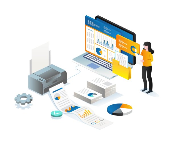 从笔记本电脑打印数据的女人图片下载