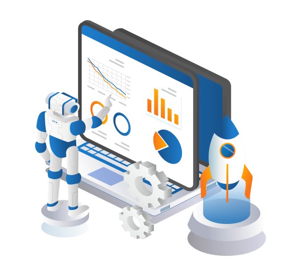 机器人正在分析火箭控制图片下载