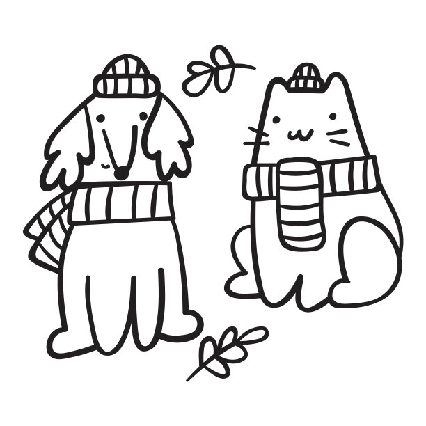 猫和狗。秋天。图片下载