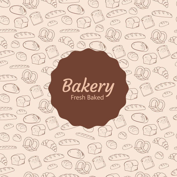 面包和糕点无缝图案背景图片下载