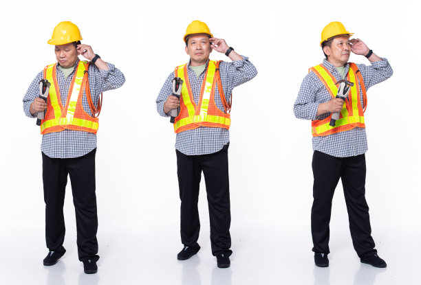 全长60多岁50多岁亚洲资深男子行业工程师承包商，工作努力思考图片下载