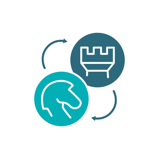 骑士和车国际象棋交换彩色图标。桌游，餐桌娱乐的象征图片下载