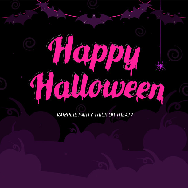 令人毛骨悚然的快乐万圣节吸血鬼之夜贺卡设计与南瓜背景。矢量图图片下载