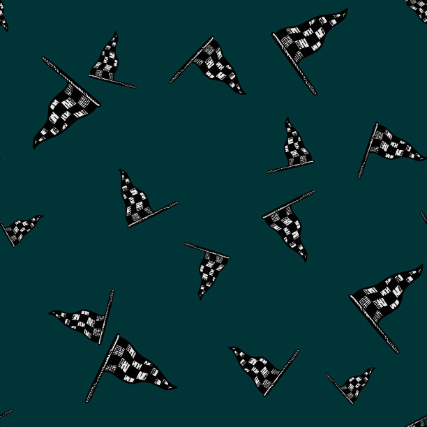 种族旗帜无缝图案草图。复古运动元素驱动手绘风格。图片下载