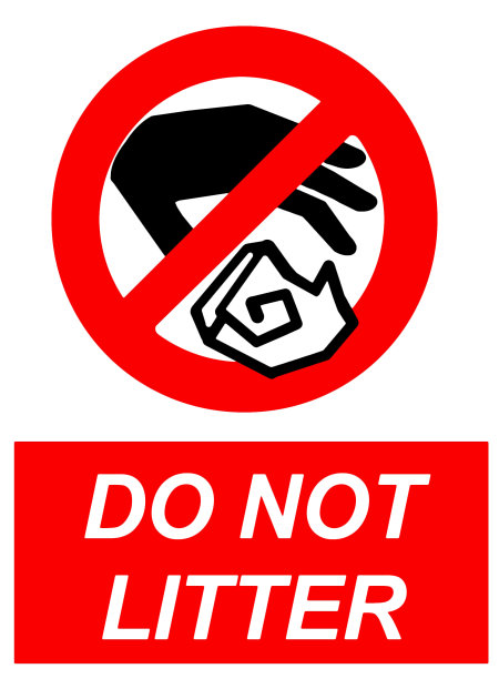 不乱扔垃圾，禁止用手扔垃圾的剪影和文字。图片下载