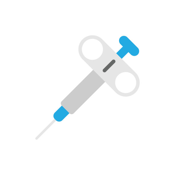 活组织检查设备图标采用平式。隔离背景上的注射器矢量图。医用注射器标识的经营理念。图片下载