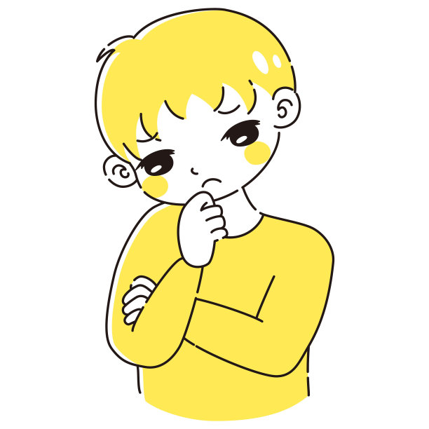 一个男孩双手交叉、忧心忡忡的插图图片下载