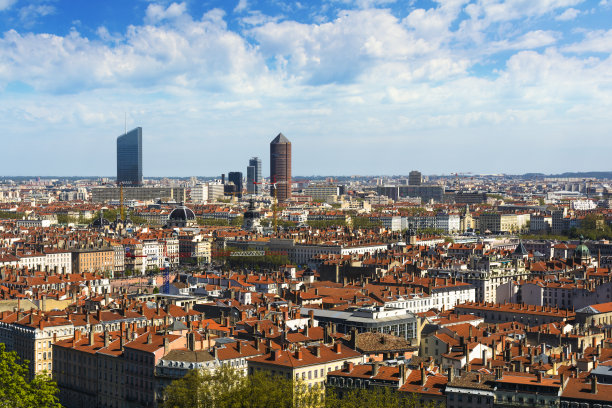 法国里昂的城市景观和建筑图片下载