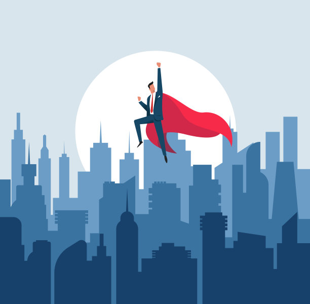 商人作为超级英雄矢量插图图片下载