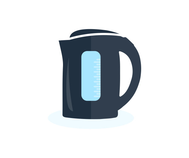 装有开水的电热水壶。现代电水壶矢量设计和插图。图片下载