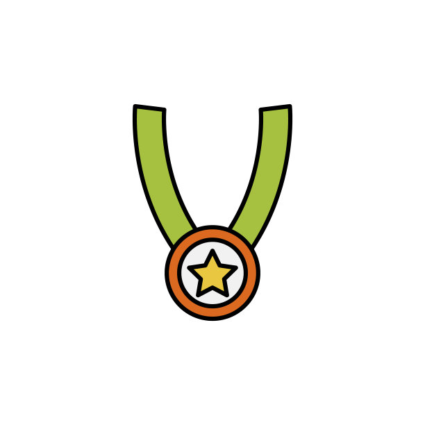 黄金，奖章，星线插图。教育插图图标元素。标志、符号可用于网页、logo、手机应用、UI、UX图片下载