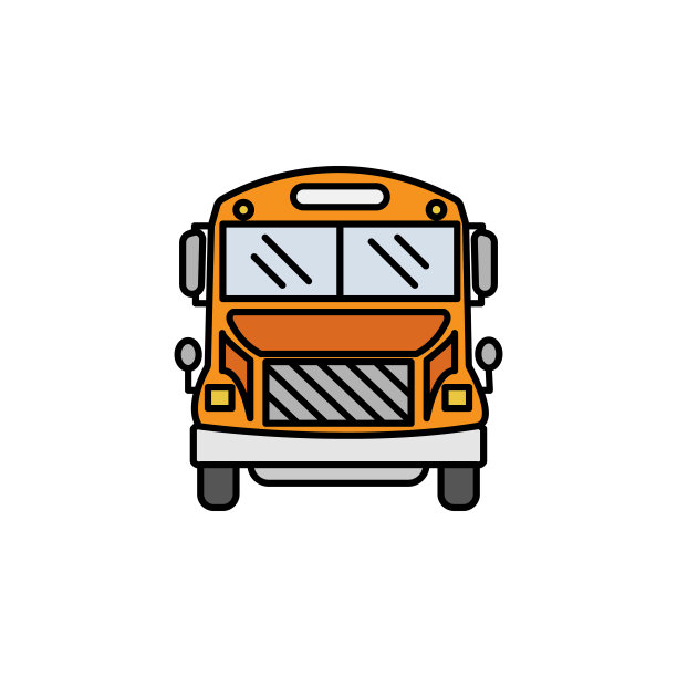 公交、学校、交通线路插图。教育插图图标元素。标志、符号可用于网页、logo、手机应用、UI、UX图片下载