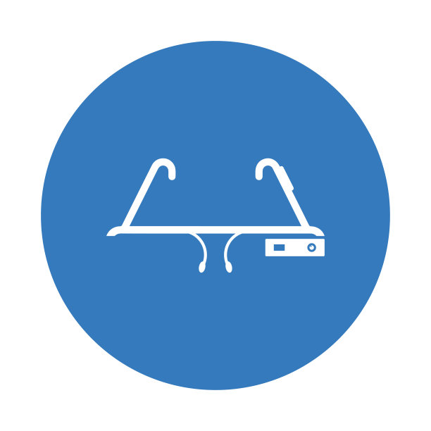 眼镜，谷歌，现实图标。蓝色的设计。图片下载